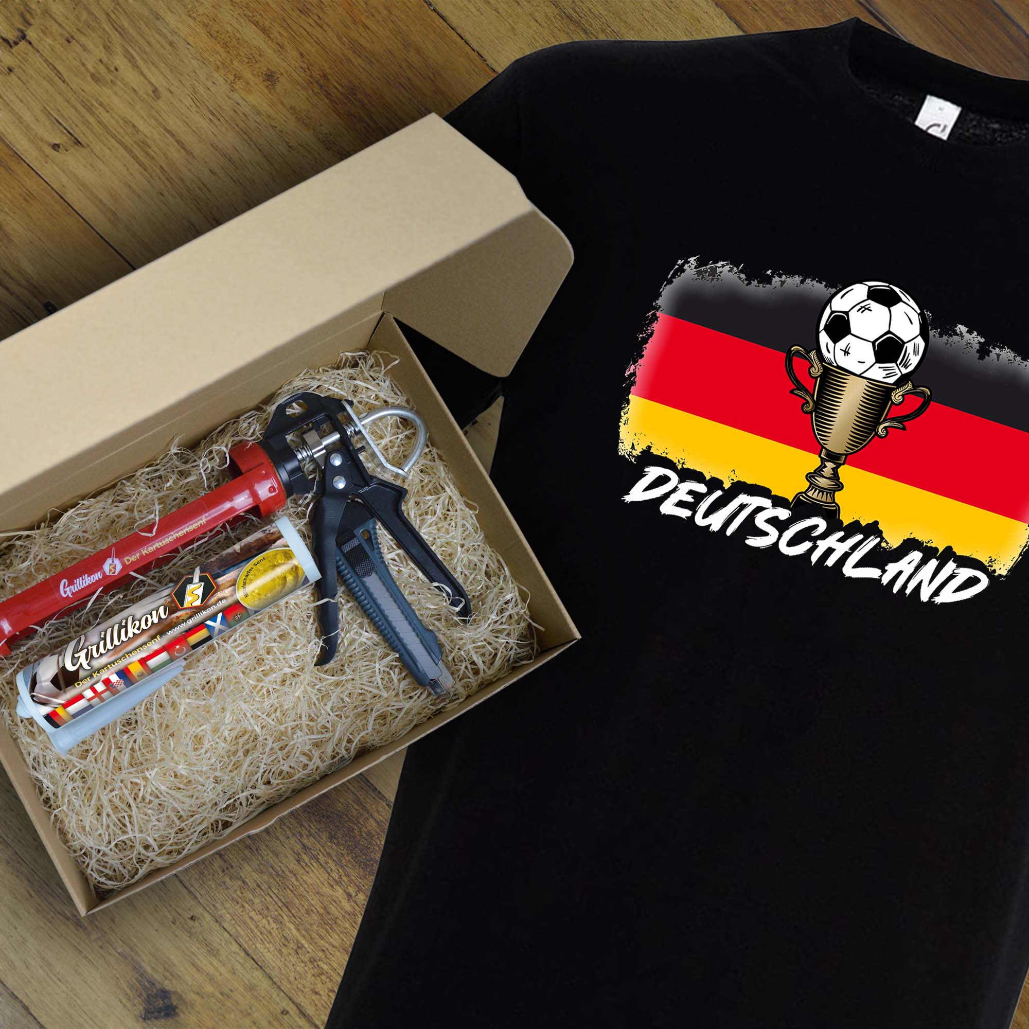 Grillikon EM-Set „Deutschland“ Senf in 300 ml Kartusche mit T-Shirt