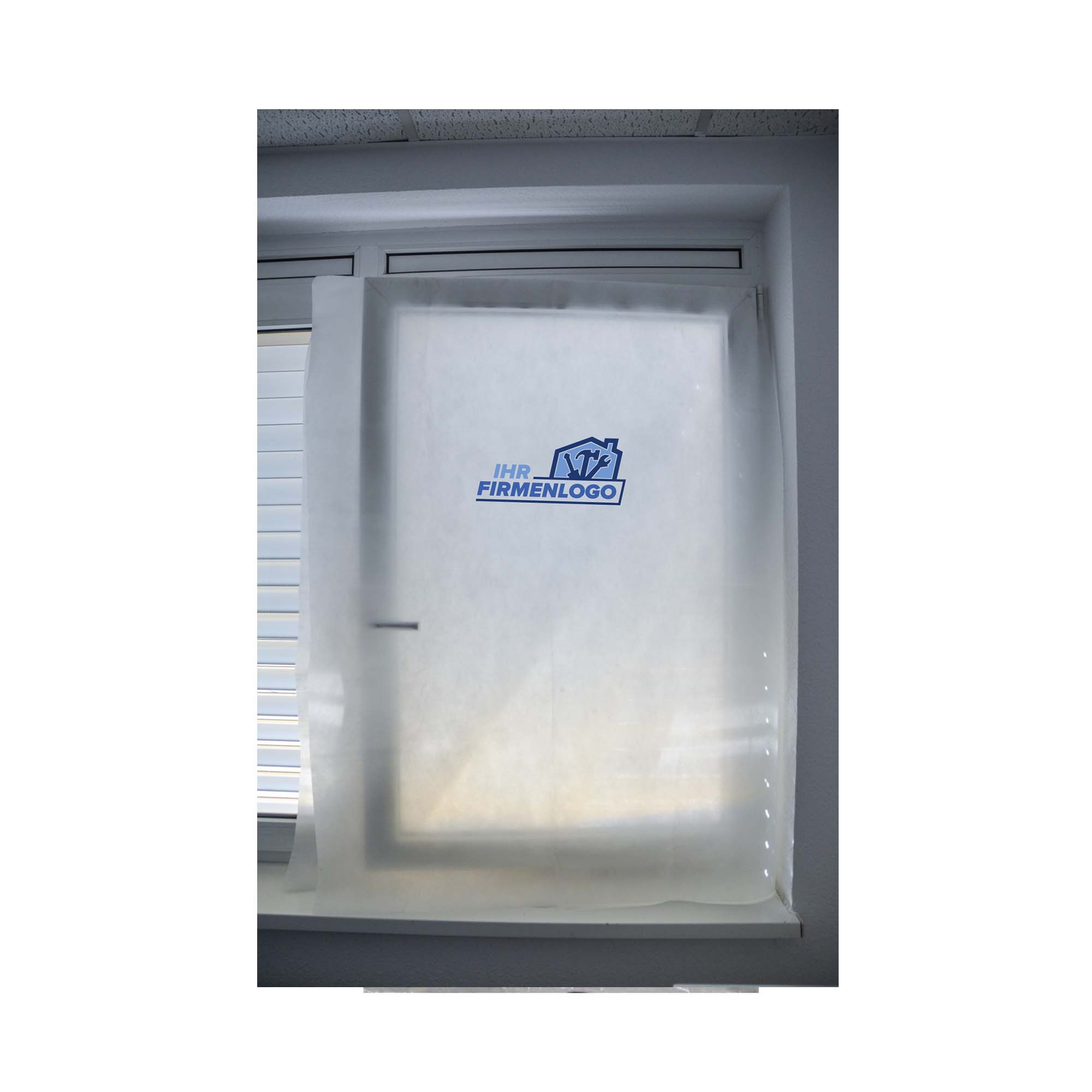 Abdeckhaube für Fensterflügel 110 cm x 150 cm aus 50 gr./m² PP-Vlies mit Ihrem Firmenlogo