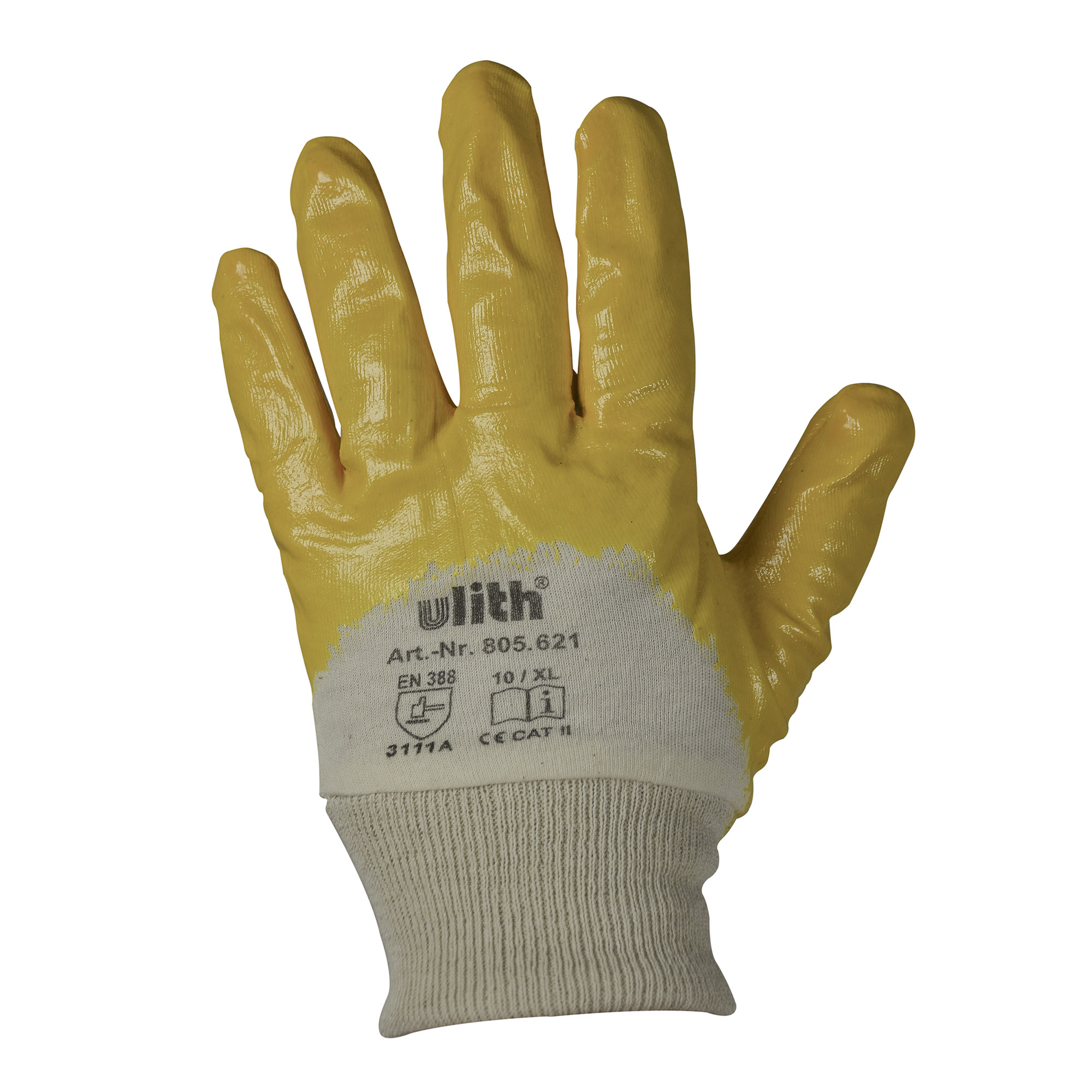 Arbeitshandschuhe Handschuhe Nitril mit Strickbund gelb Größe 10